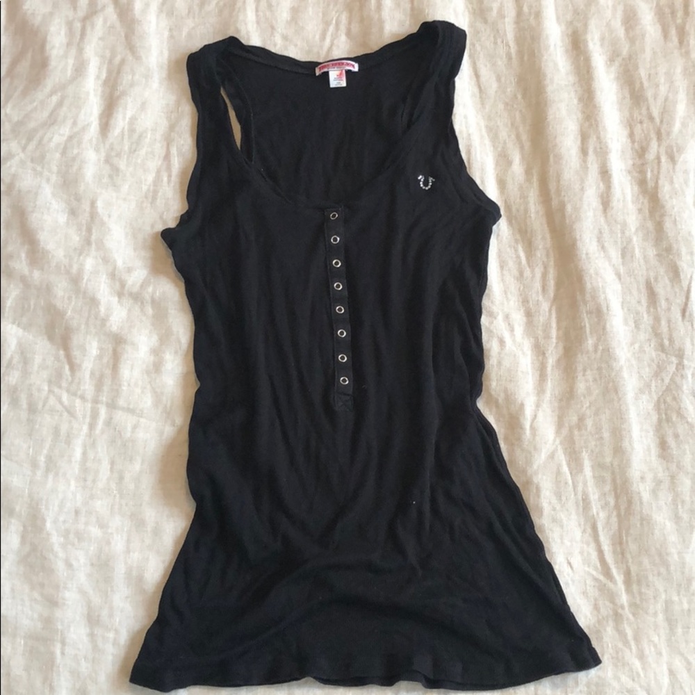 2 For $10 True Religion Black Ribbed Tank